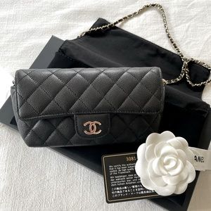 SOLD*** - NWT 21P Chanel Caviar Glasses Holder w/ Chain GHW
